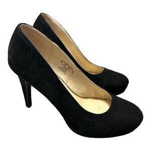 Metaphor black suede 4 inch heels stilleto closed toe size 8